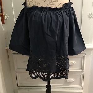 Leo Rosi off the shoulder cutwork blouse Sz L